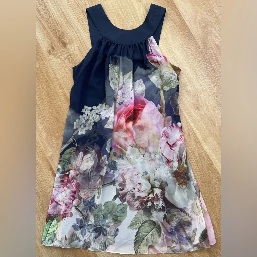 Ted Baker London Marindi Swing Dress Pure Peony Navy Blue Pink Floral size 6 - Picture 9 of 12